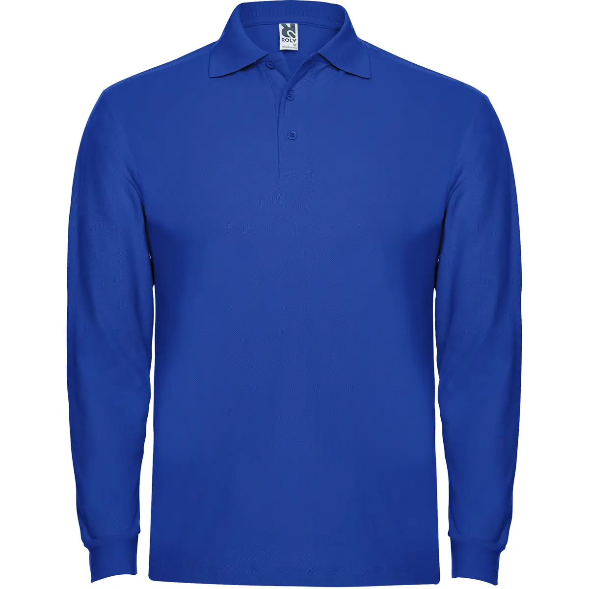 Polo piqué manga larga Roly ESTRELLA L/S 18 Polo Roly ESTRELLA L/S en azul royal de manga larga, vista frontal