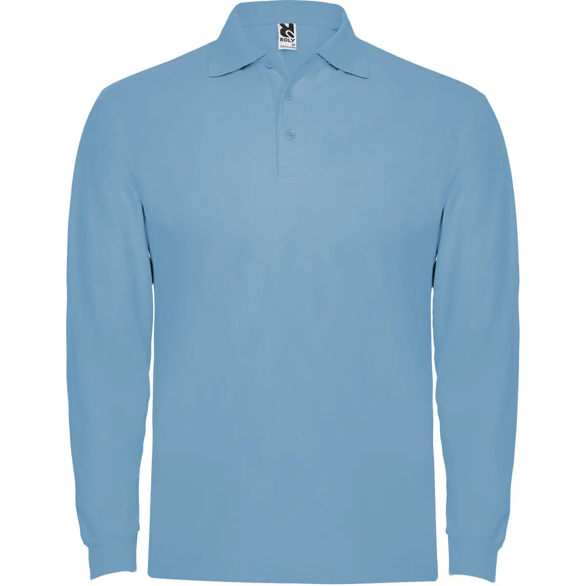 Polo piqué manga larga Roly ESTRELLA L/S 22 Polo Roly ESTRELLA L/S en celeste de manga larga, vista frontal