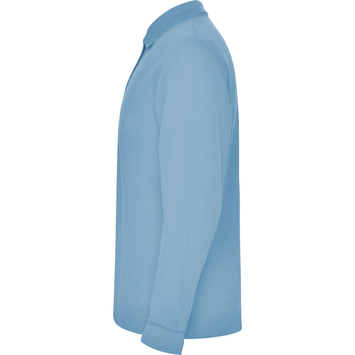 Polo piqué manga larga Roly ESTRELLA L/S 23 Polo Roly ESTRELLA L/S en celeste de manga larga, vista lateral