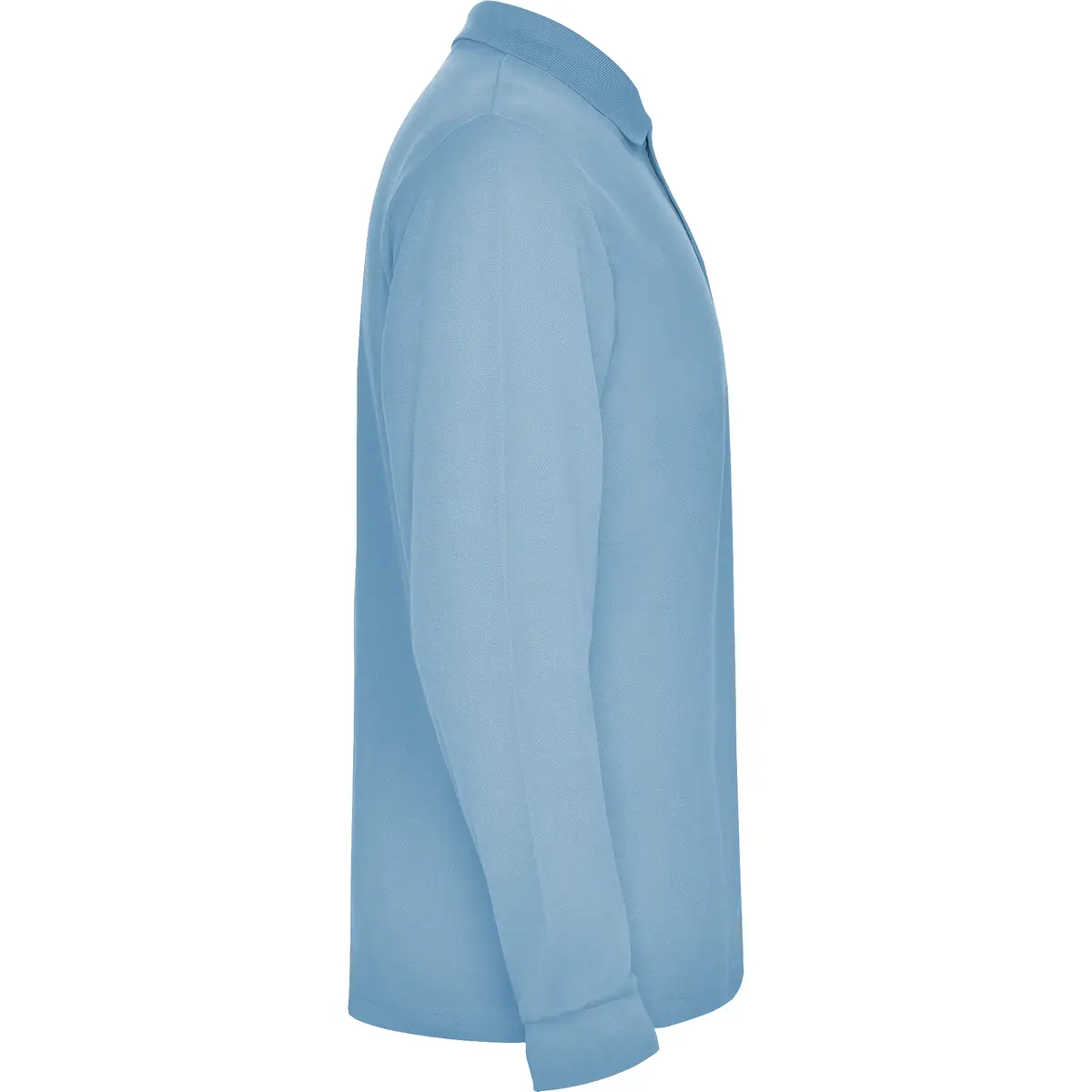 Polo piqué manga larga Roly ESTRELLA L/S 24 Polo Roly ESTRELLA L/S en celeste de manga larga, vista lateral opuesta