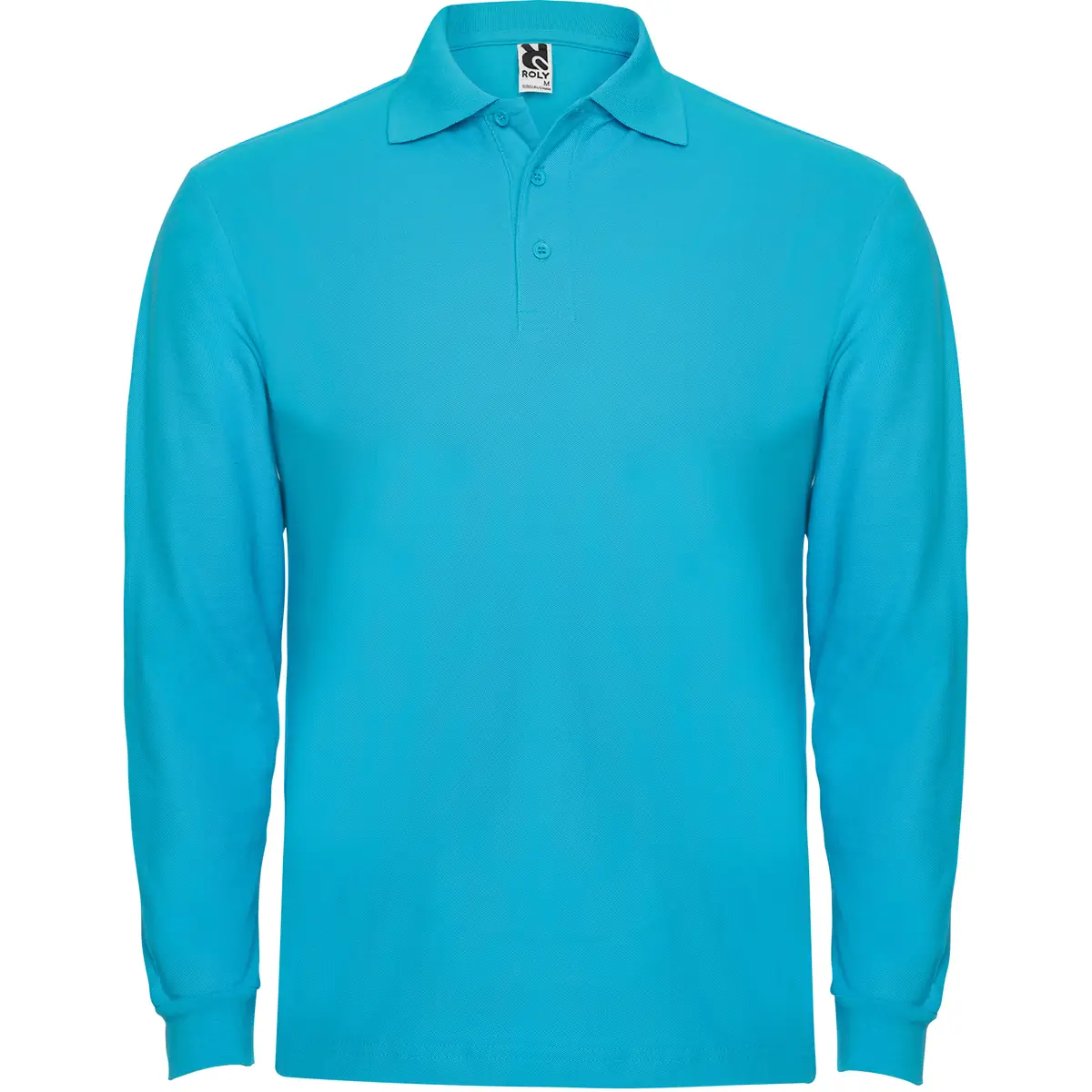 Polo piqué manga larga Roly ESTRELLA L/S 26 Polo Roly ESTRELLA L/S en turquesa de manga larga, vista frontal
