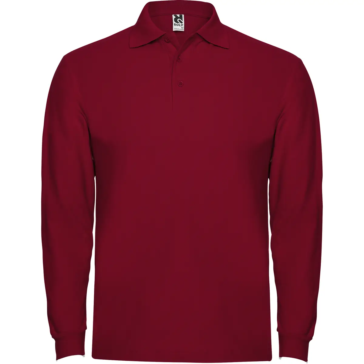 Polo piqué manga larga Roly ESTRELLA L/S 42 Polo Roly ESTRELLA L/S en granate de manga larga, vista frontal