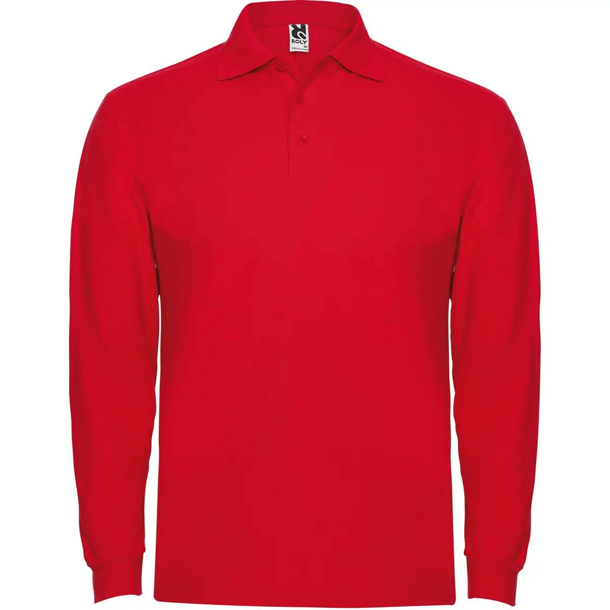 Polo piqué manga larga Roly ESTRELLA L/S 50 Polo Roly ESTRELLA L/S en rojo de manga larga, vista frontal