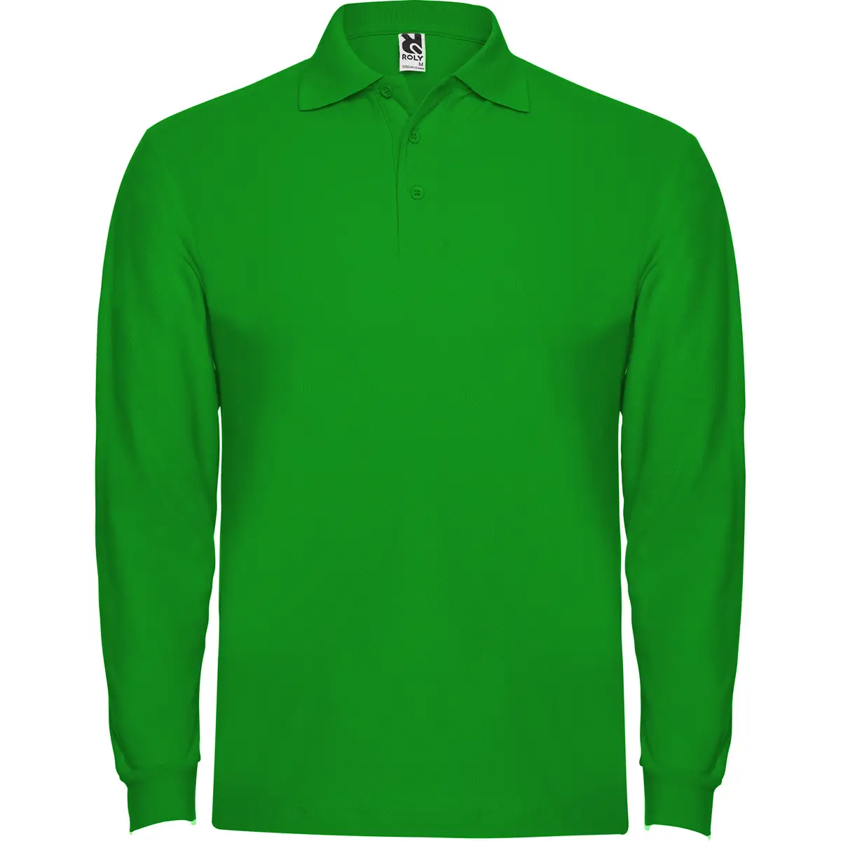 Polo piqué manga larga Roly ESTRELLA L/S 54 Polo Roly ESTRELLA L/S en verde grass de manga larga, vista frontal
