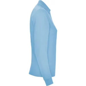 Polo Roly ESTRELLA WOMAN L/S en celeste de manga larga, vista lateral opuesta