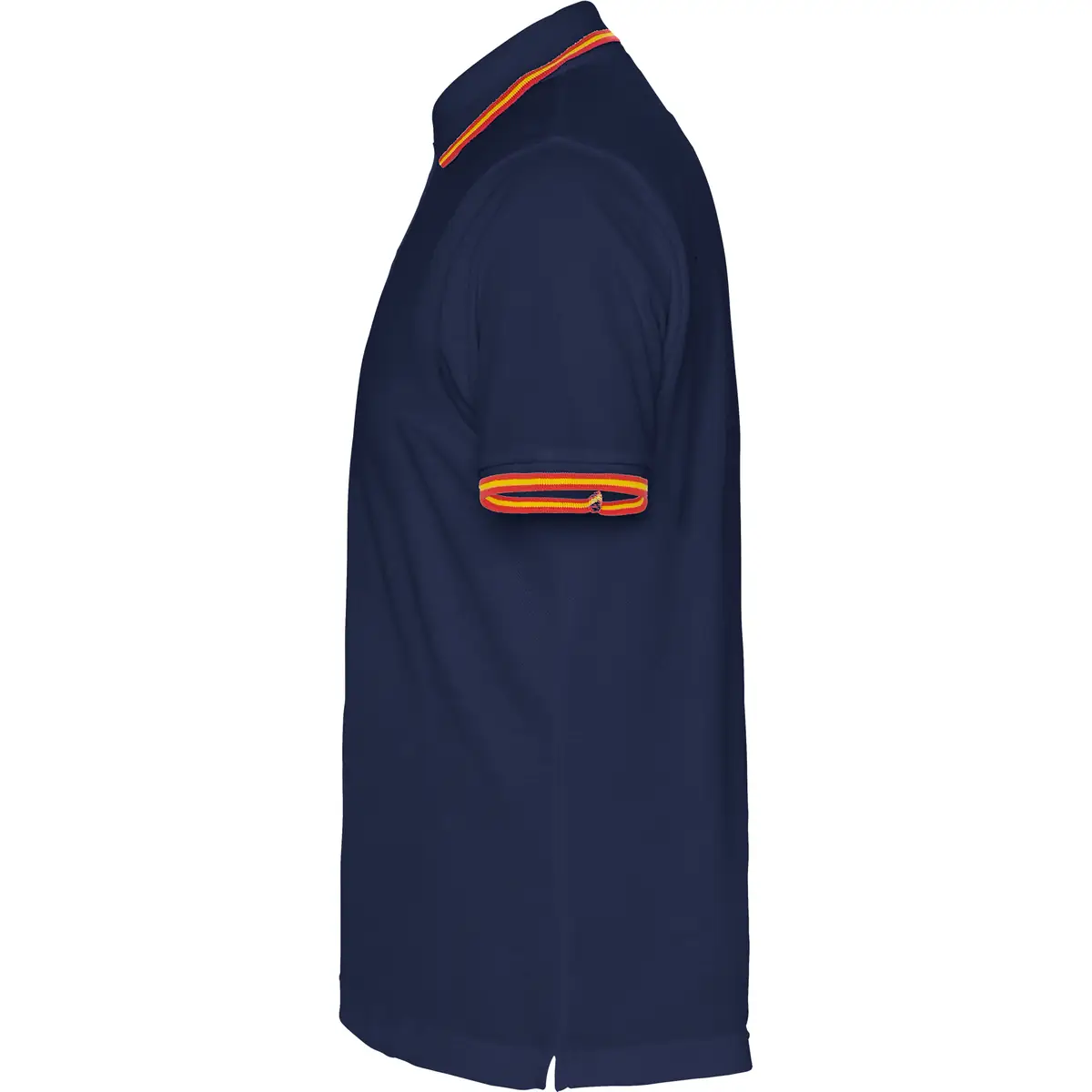 Polo piqué con bandera bordada Roly NATION 12 Polo Roly NATION en azul marino, vista lateral