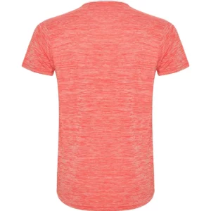 Camiseta técnica de manga corta para hombre Roly ZOLDER, color blanco/coral flúor vigoré