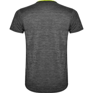 Camiseta técnica de manga corta para hombre Roly ZOLDER, color amarillo flúor/negro vigoré