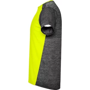 Camiseta técnica de manga corta para hombre Roly ZOLDER, color amarillo flúor/negro vigoré
