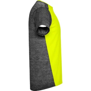 Camiseta técnica de manga corta para hombre Roly ZOLDER, color amarillo flúor/negro vigoré