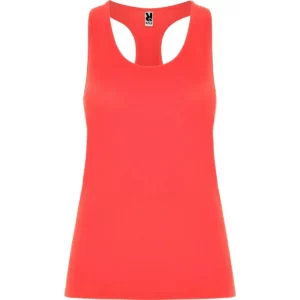 Camiseta técnica de tirantes para mujer Roly AIDA, color coral flúor