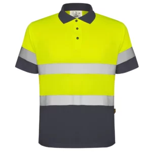 Polo Roly POLARIS en plomo y amarillo flúor, vista frontal