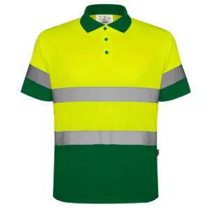 Polo Roly POLARIS en verde jardín y amarillo flúor, vista frontal