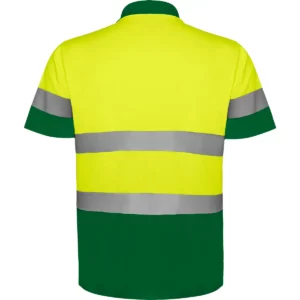 Polo Roly POLARIS en verde jardín y amarillo flúor, vista trasera