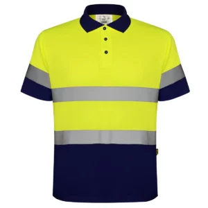 Polo Roly POLARIS en azul marino y amarillo flúor, vista frontal