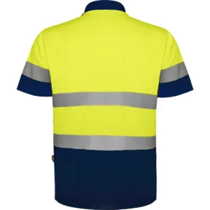 Polo Roly POLARIS en azul marino y amarillo flúor, vista trasera