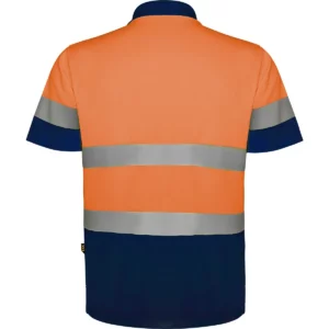 Polo Roly POLARIS en azul marino y naranja flúor, vista trasera