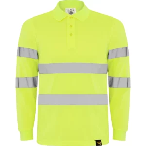 Polo Roly POLARIS L/S en amarillo flúor de manga larga, vista frontal
