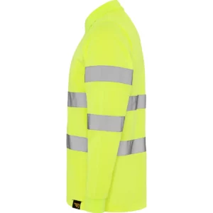 Polo Roly POLARIS L/S en amarillo flúor de manga larga, vista lateral