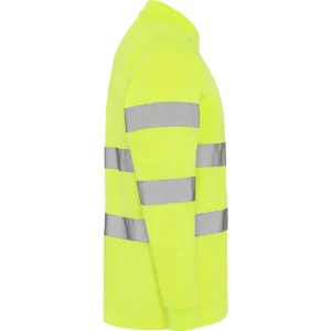 Polo Roly POLARIS L/S en amarillo flúor de manga larga, vista lateral opuesta