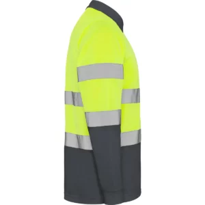 Polo Roly POLARIS L/S en plomo y amarillo flúor de manga larga, vista lateral opuesta