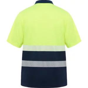 Polo Roly VEGA en azul marino y amarillo flúor, vista trasera