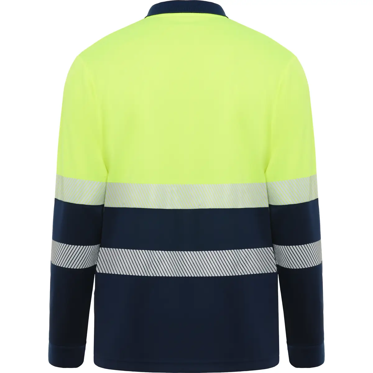 Polo alta visibilidad manga larga Roly VEGA LS 6 Polo Roly VEGA LS en azul marino y amarillo flúor de manga larga, vista trasera