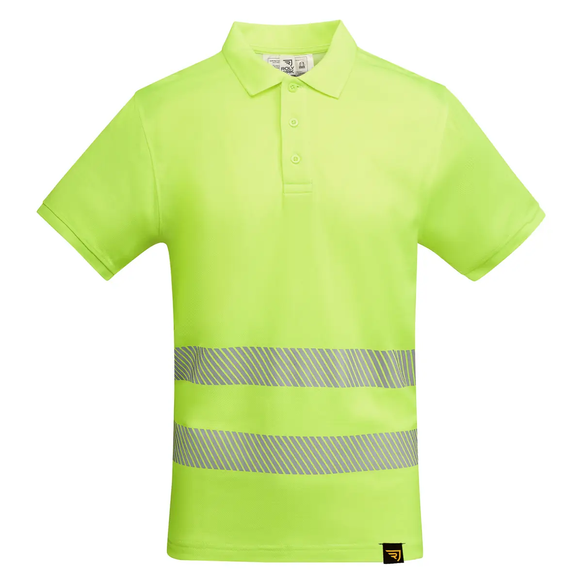 Polo alta visibilidad manga corta Roly ATRIO 3 Polo Roly ATRIO en amarillo flúor, vista frontal