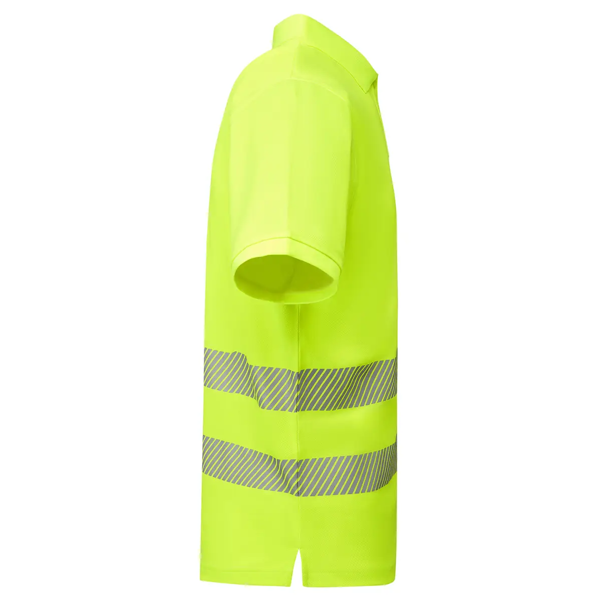 Polo alta visibilidad manga corta Roly ATRIO 5 Polo Roly ATRIO en amarillo flúor, vista lateral opuesta