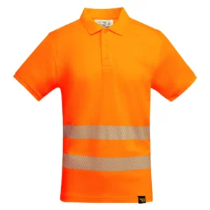 Polo Roly ATRIO en naranja flúor, vista frontal
