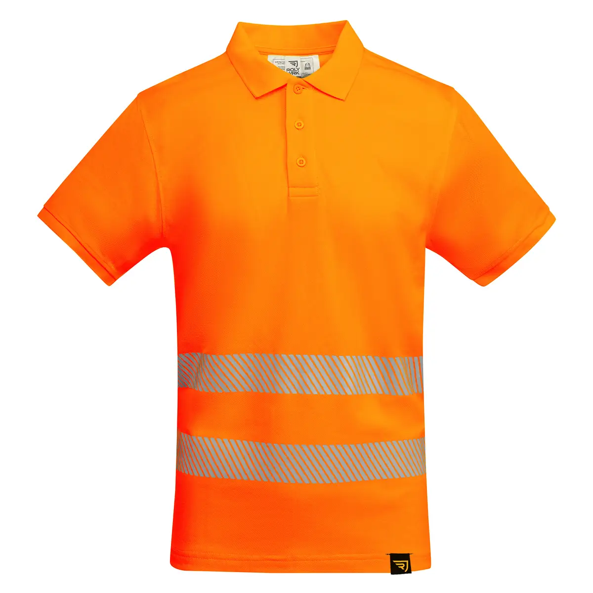 Polo alta visibilidad manga corta Roly ATRIO 8 Polo Roly ATRIO en naranja flúor, vista frontal