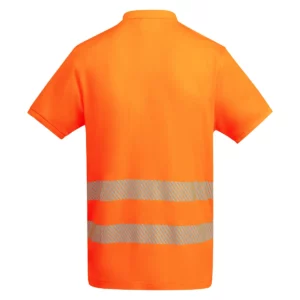 Polo Roly ATRIO en naranja flúor, vista trasera