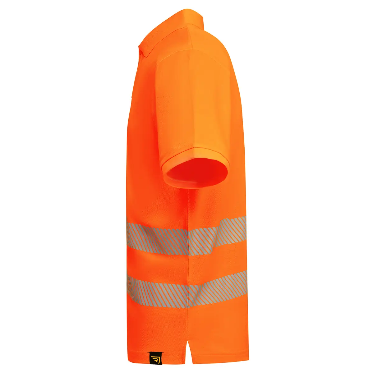 Polo alta visibilidad manga corta Roly ATRIO 9 Polo Roly ATRIO en naranja flúor, vista lateral