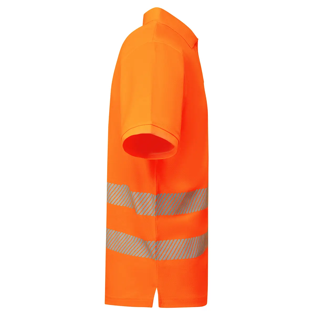 Polo alta visibilidad manga corta Roly ATRIO 10 Polo Roly ATRIO en naranja flúor, vista lateral opuesta