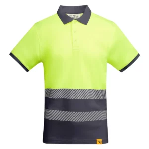Polo Roly ATRIO en plomo y amarillo flúor, vista frontal