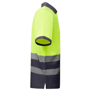 Polo Roly ATRIO en plomo y amarillo flúor, vista lateral opuesta