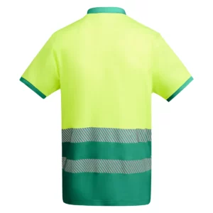 Polo Roly ATRIO en verde jardín y amarillo flúor, vista trasera