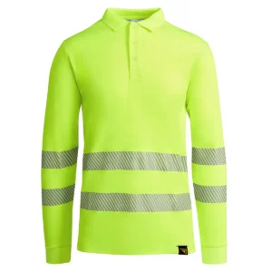 Polo Roly ATRIO LS en amarillo flúor de manga larga, vista frontal