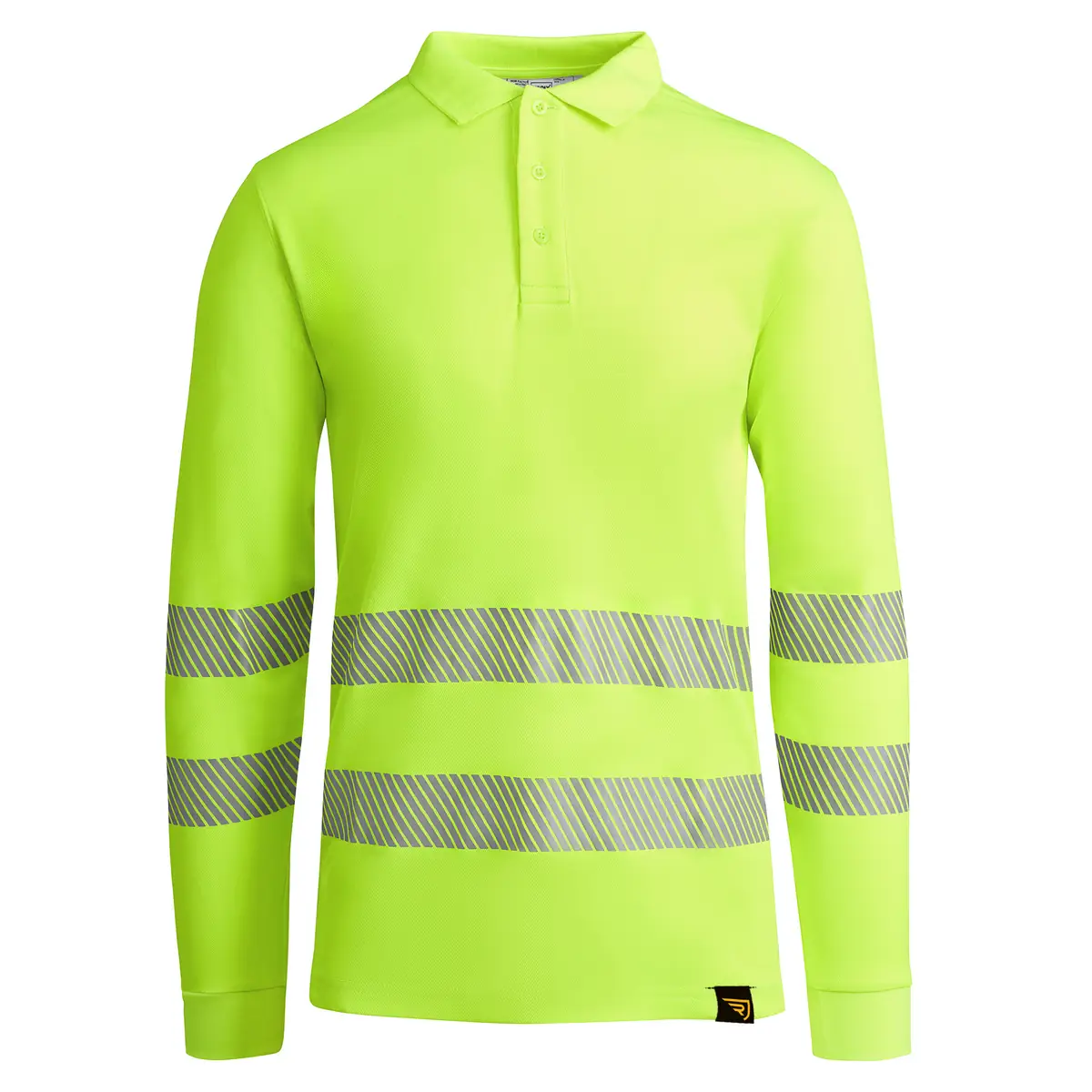 Polo alta visibilidad manga larga Roly ATRIO LS 3 Polo Roly ATRIO LS en amarillo flúor de manga larga, vista frontal
