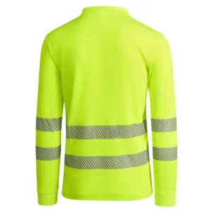 Polo Roly ATRIO LS en amarillo flúor de manga larga, vista trasera