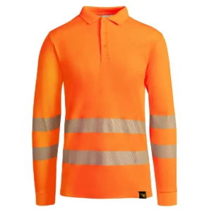 Polo Roly ATRIO LS en naranja flúor de manga larga, vista frontal