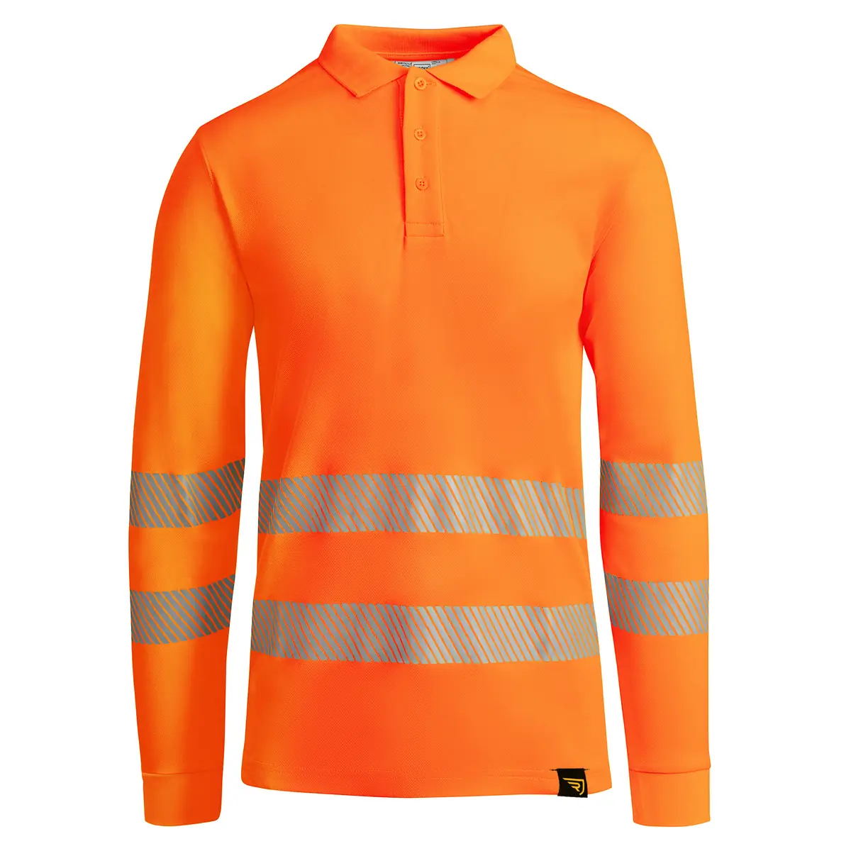 Polo alta visibilidad manga larga Roly ATRIO LS 9 Polo Roly ATRIO LS en naranja flúor de manga larga, vista frontal