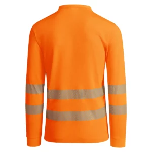 Polo Roly ATRIO LS en naranja flúor de manga larga, vista trasera