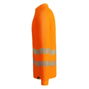 Polo Roly ATRIO LS en naranja flúor de manga larga, vista lateral