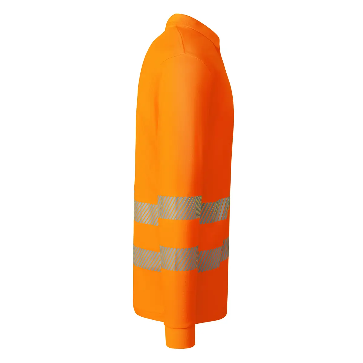 Polo alta visibilidad manga larga Roly ATRIO LS 11 Polo Roly ATRIO LS en naranja flúor de manga larga, vista lateral opuesta