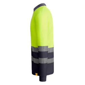 Polo Roly ATRIO LS en plomo y amarillo flúor de manga larga, vista lateral