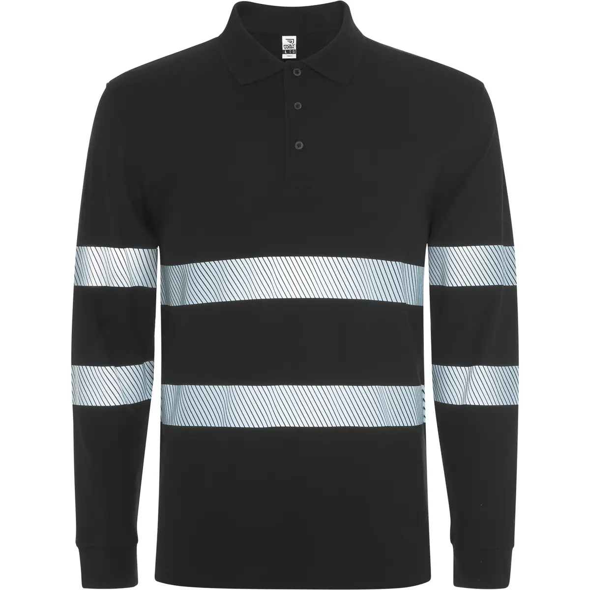 Polo visibilidad aumentada manga larga Roly FORAN L/S 3 Polo Roly FORAN L/S en negro de manga larga, vista frontal