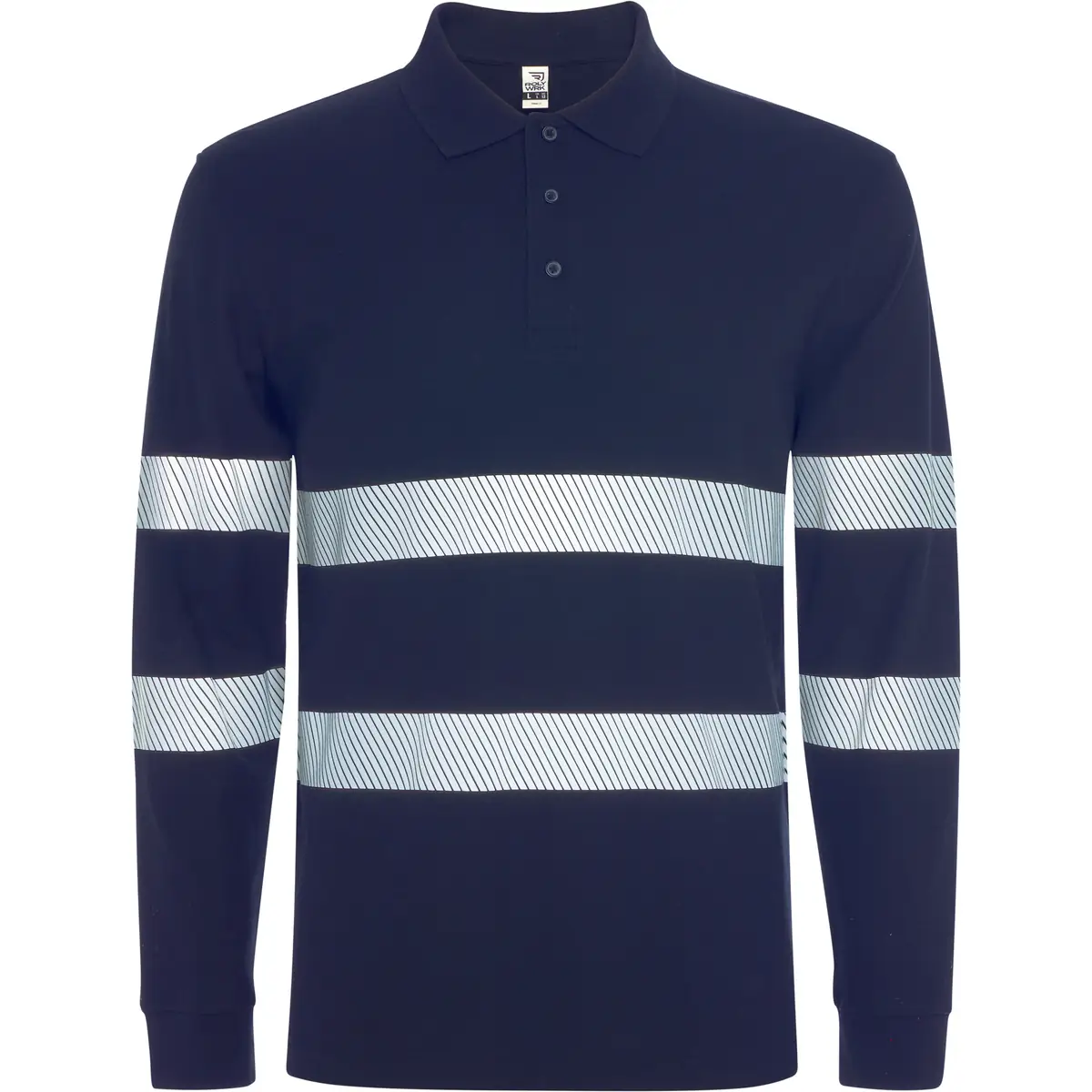 Polo visibilidad aumentada manga larga Roly FORAN L/S 11 Polo Roly FORAN L/S en azul marino de manga larga, vista frontal