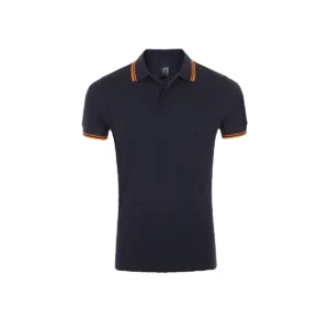 Polo Sol’s PASADENA MEN en color French marino/Naranja fluor, vista frontal