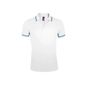 Polo Sol’s PASADENA MEN en color Blanco/Aqua, vista frontal
